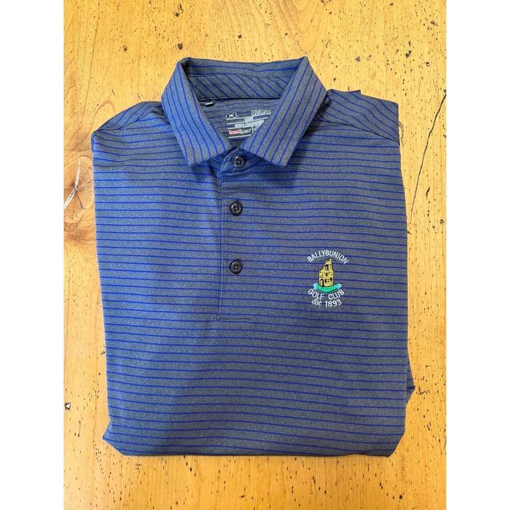 Ballybunion Golf Club • Under Armour HeatGear Polo Size Medium Purple Grey Strip